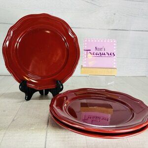 Home Trends HTS3 All Burgundy Maroon Embossed Edge Lunch Salad Plates Set of 3